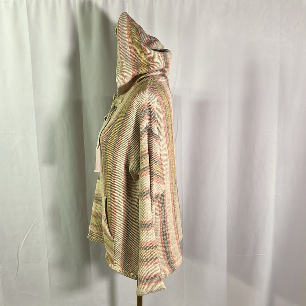 🛍 6 for $35 • Rip Curl Sand Multicolor Striped My Tide Lace Up Poncho Hoodie - Picture 3 of 16